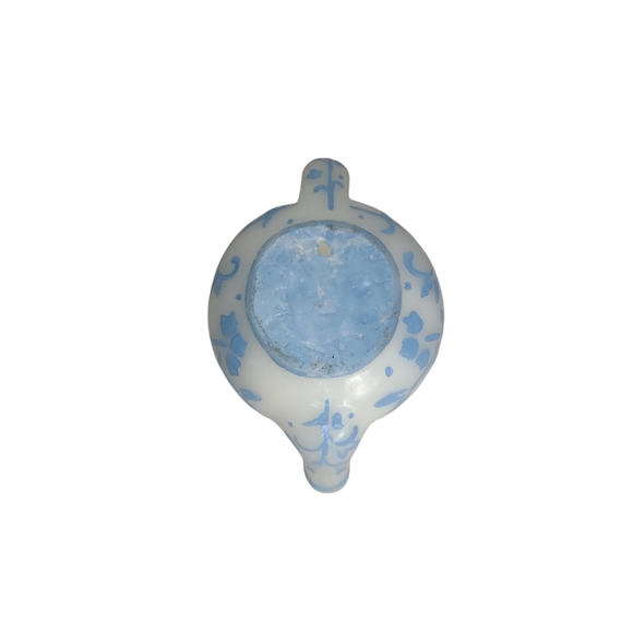 Vintage Teapot Wax Candle Blue Floral Flower Asian Style New Open Box - Picture 6 of 7